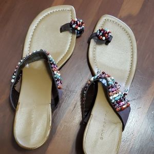 Beaded Sandals w/Two 1/2 " Heel